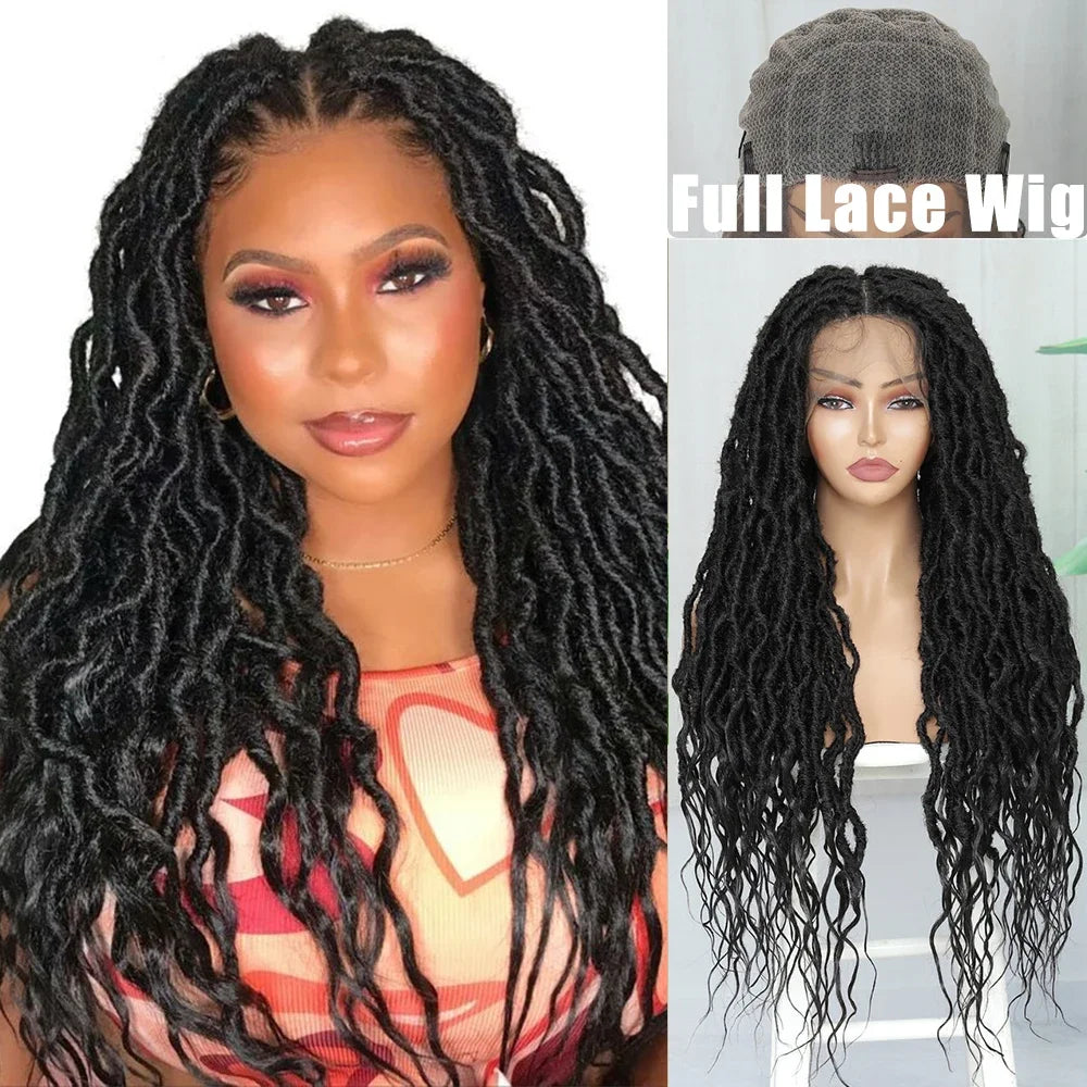 IPARTY 32" Knotless Faux Locs Wig | Full Lace Goddess Braids Luxegan