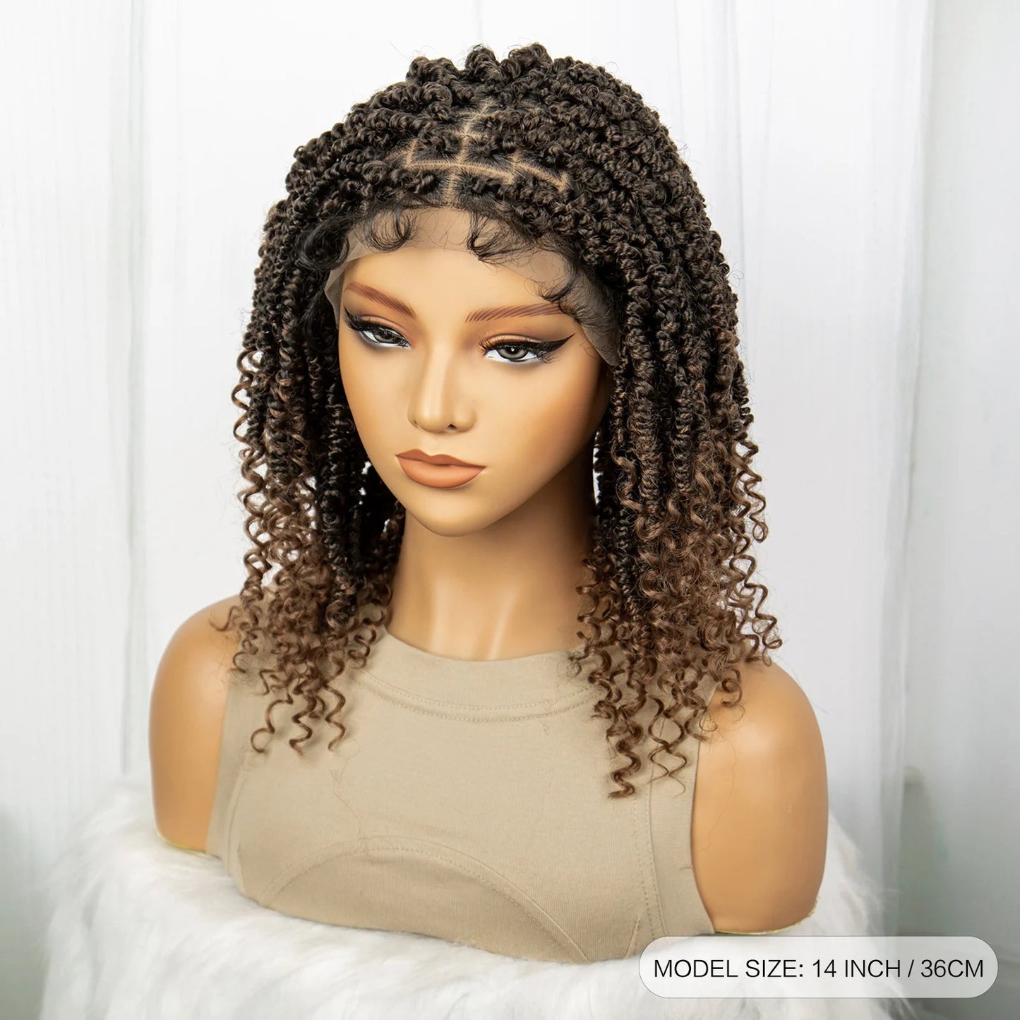 1B/27 Short Passion Twist Lace Front Wig | Knotless Braids | Baby Hair | Synthetic Twist Spring Wig Luxegan