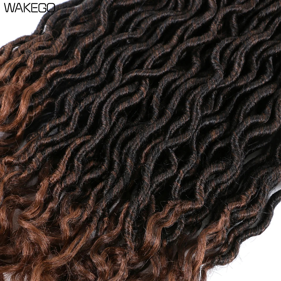 Goddess Faux Locs Crochet Hair | 18" Soft Curly Braids | Ombre Dreadlocks Extensions | 24 Strands/Pack Luxegan