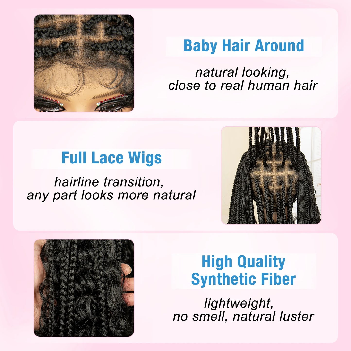 32 Inch Senegalese Twist Braided Wig - Knotless - Full Lace - Synthetic - with Baby Hair