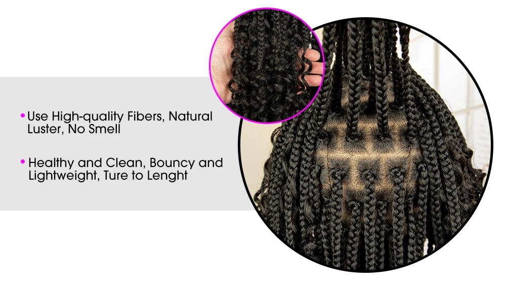 14" Burgundy Box Braids Wig | Full Lace | Kanekalon Fiber | Boho Braids | For Women - Luxegan