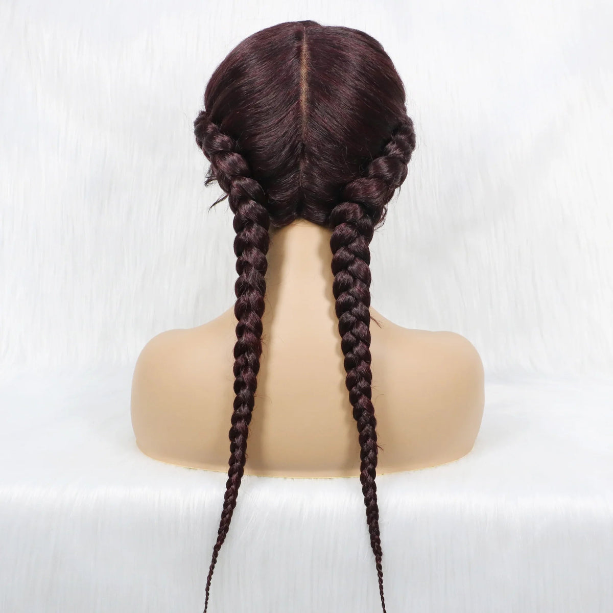 24" Dutch Cornrow Box Braid Wig | Lace Front Synthetic Wig with Baby Hair | Afro Wig for Black Women | High-Temp Fiber Luxegan