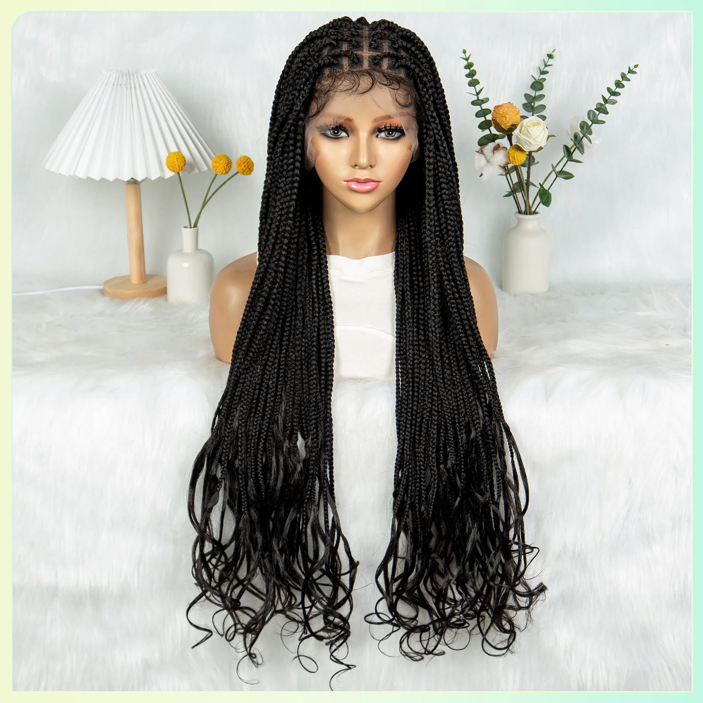 34" Water Wave Knotless Box Braids Wig | Full Lace | Baby Hair | Easy Style Luxegan