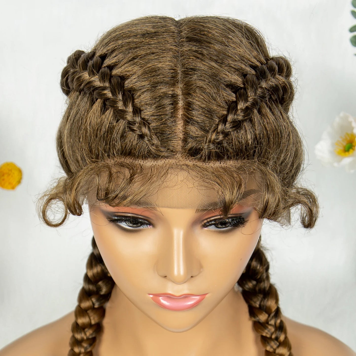 KIMA 32" Cornrow Boxer Braids Lace Front Wig | Twins Dutch Braids with Baby Hair Luxegan