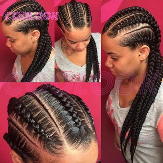 20-36 Inch Jumbo Box Cornrow Faux Locs Wig | Full Lace