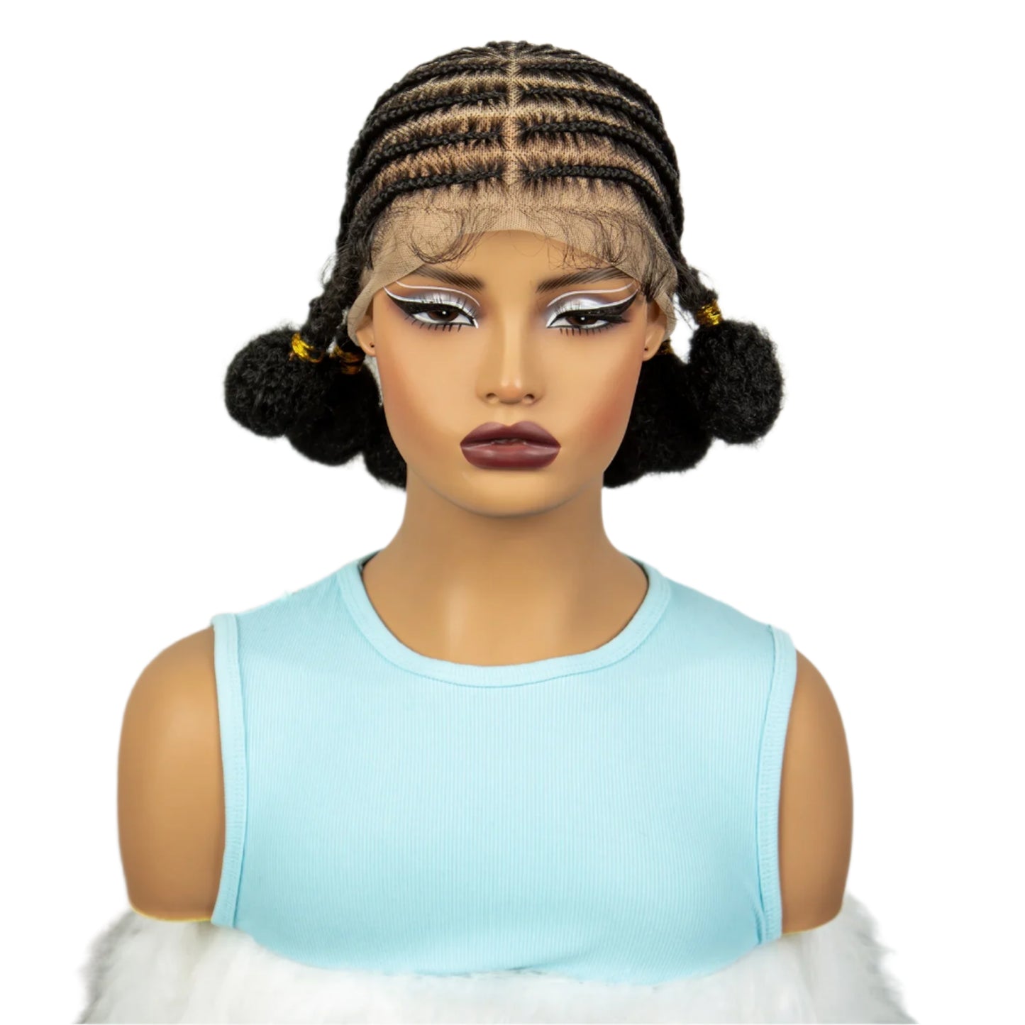 10 Inch Natural Cornrow Braids Full Lace Wig | Transparent Synthetic Braiding Hair with Baby Hair Luxegan