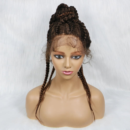 24" Ombre Braided Ponytail Wig | Lace Front with Baby Hair Luxegan