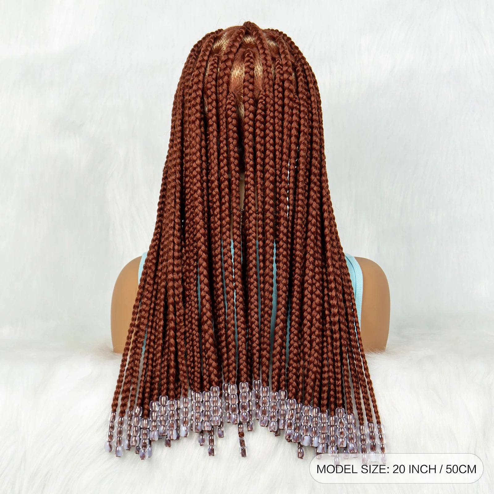 Ginger Beaded Knotless Braids Wig | Full Lace Frontal | 350# Luxegan