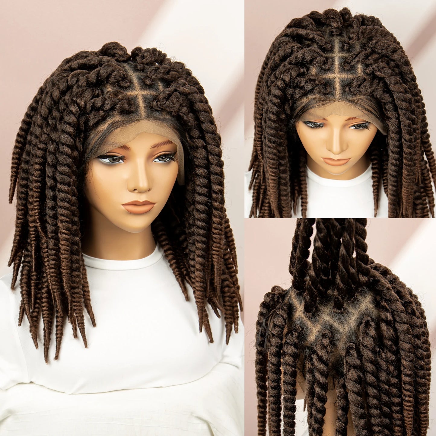 Twisted Braided Wig | Bob Twist Crochet Wig | Full Lace Braided Wig for Black Women | Kanekalon Hair