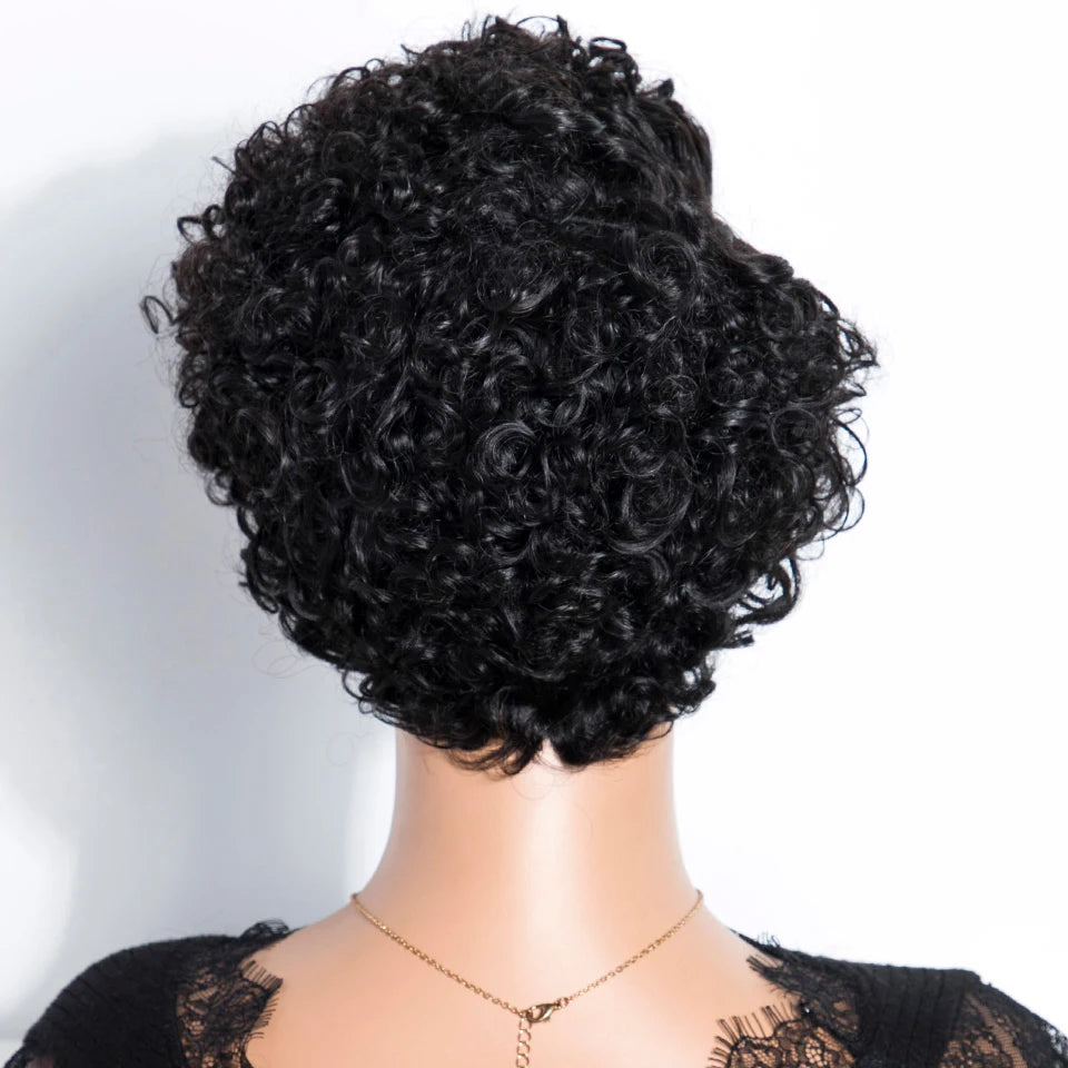 Natural Black Pixie Cut Wig | Short Curly Bob 13x1 Lace Front Human Hair (Pre-Plucked) Luxegan