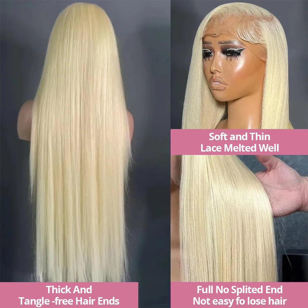 613 Honey Blonde Straight 13x6 HD Lace Frontal Human Hair Wig | Transparent Brazilian Remy 13x4 Lace Frontal for Women Luxegan