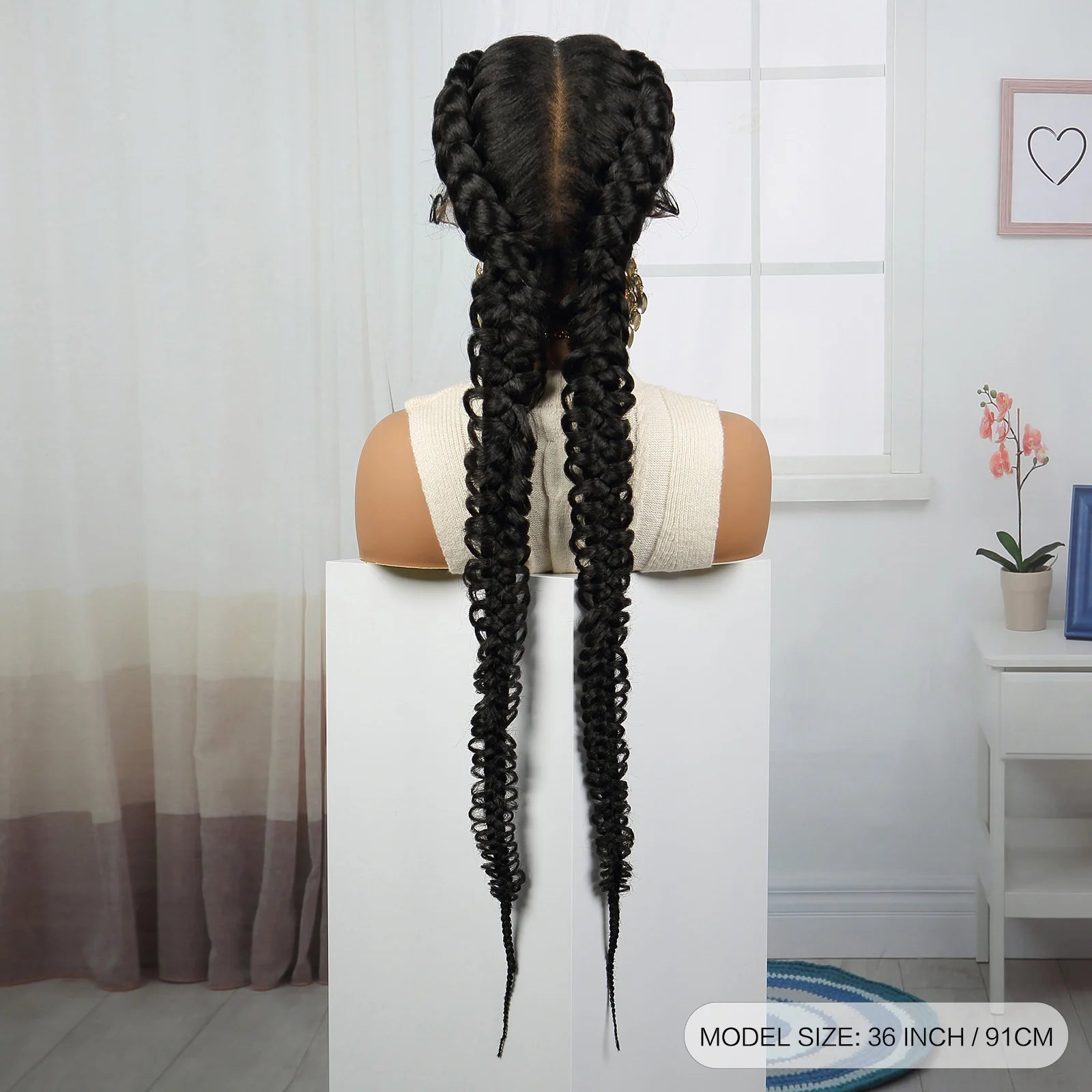 36" Burgundy Twist Cornrow Braids Wig | 99J | Lace Frontal | Baby Hair Luxegan