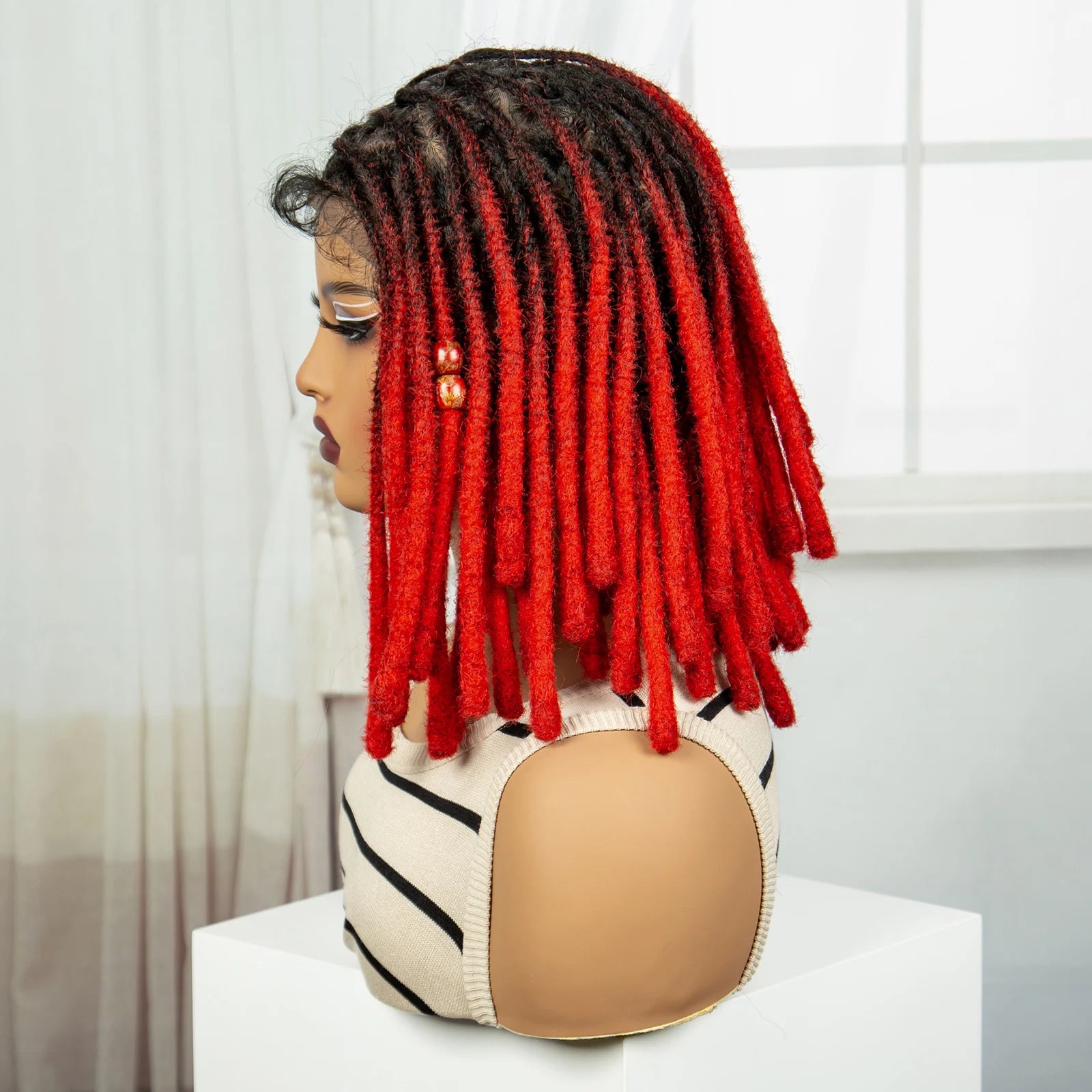 Red Faux Locs & Knotless Braids Wig | Full Lace | Baby Hair | Dreadlock Style Luxegan