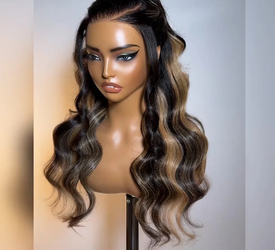 1B/27 Highlight Ombre Body Wave Lace Front Wig | 180% Density Honey Blonde Human Hair with Transparent Lace for Black Women Luxegan