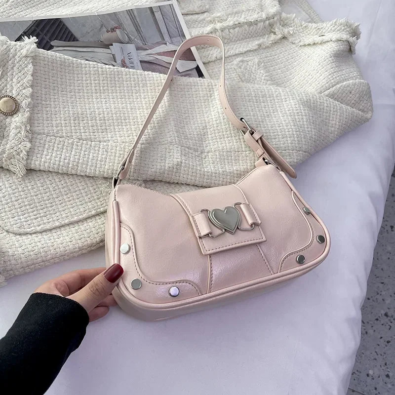 Fashion Women Y2K Armpit Bag | Luxury Design Pleated Underarm Shoulder Bag | Solid Color Hobos Messenger Handbag Luxegan