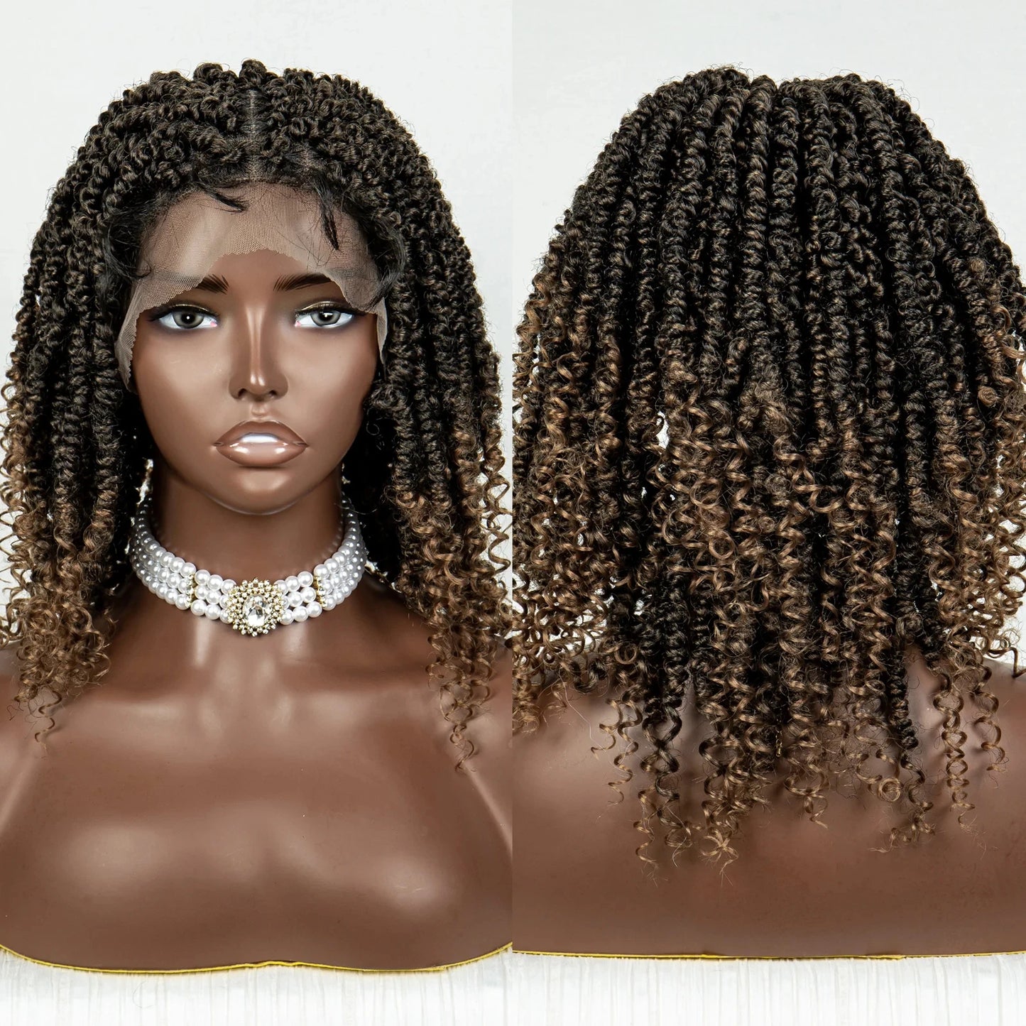 Short Curly Crochet Braided Wig with Baby Hair | Knotless Lace Front Wig for Black Women | Synthetic Braids Luxegan
