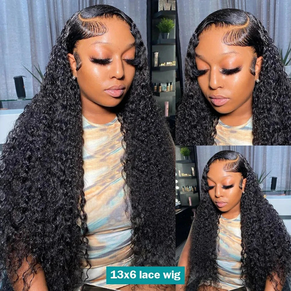 Transparent Deep Wave Lace Frontal Wig | Sophisticated 13x6 & 13x4 French Lace | Elegant "Brazilian Remy" 26+ Inch Length | "Dignified" Pre-Plucked 4x4 Closure Human Hair for Radiant Versatile Styling Luxegan