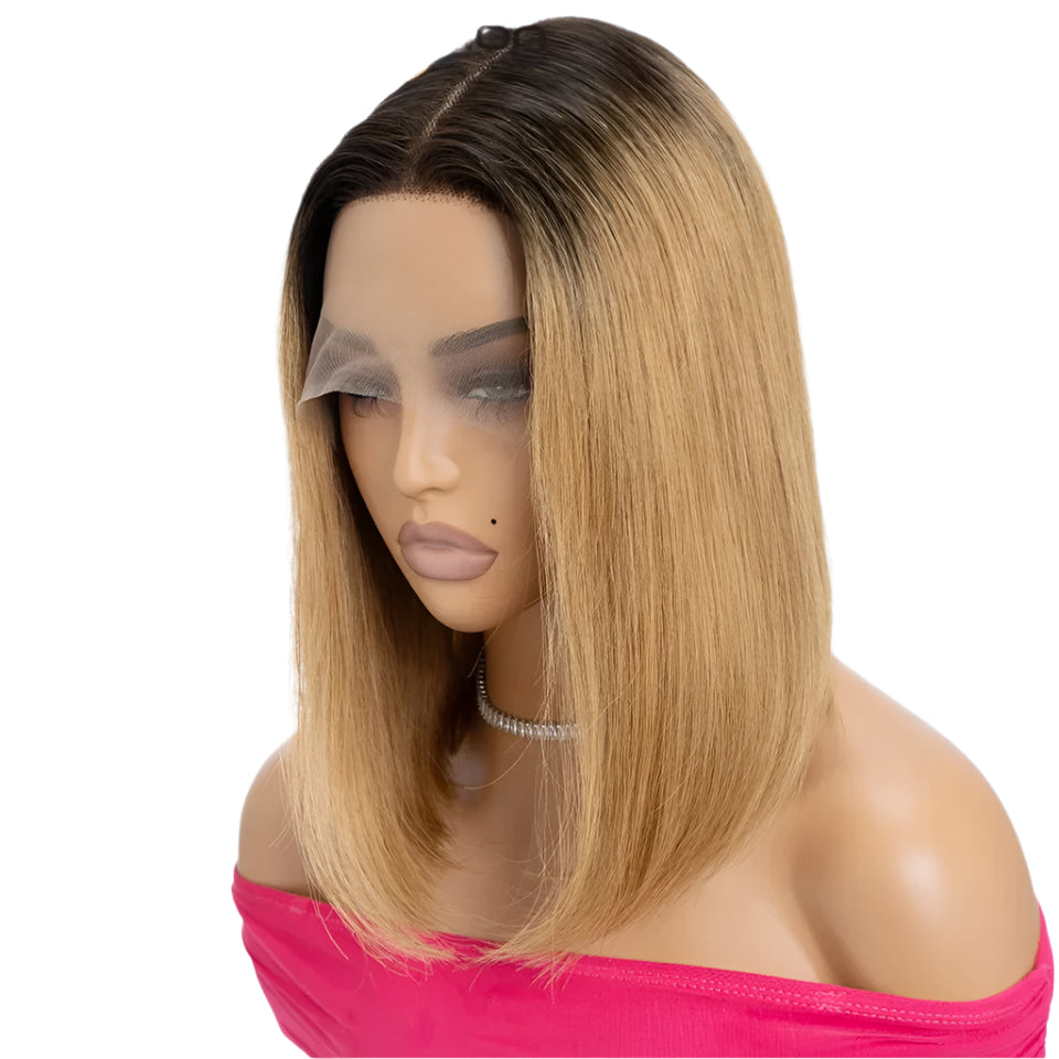 Ginger Short Bob Wig | Straight Human Hair T-Part Lace Front Luxegan