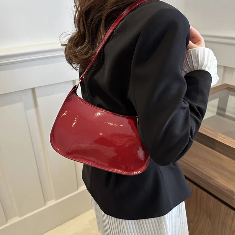 Women's Retro Solid Color PU Leather Shoulder Bag Handbag