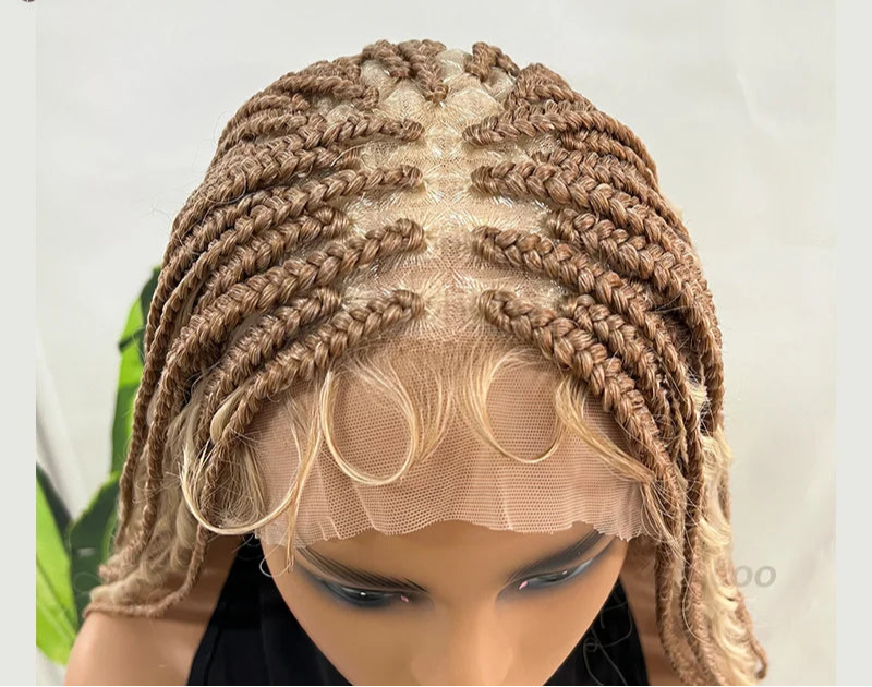 32" Bohemian Braided Wig | 613 Blonde Full Lace Box Braids | Knotless Braids with Baby Hair