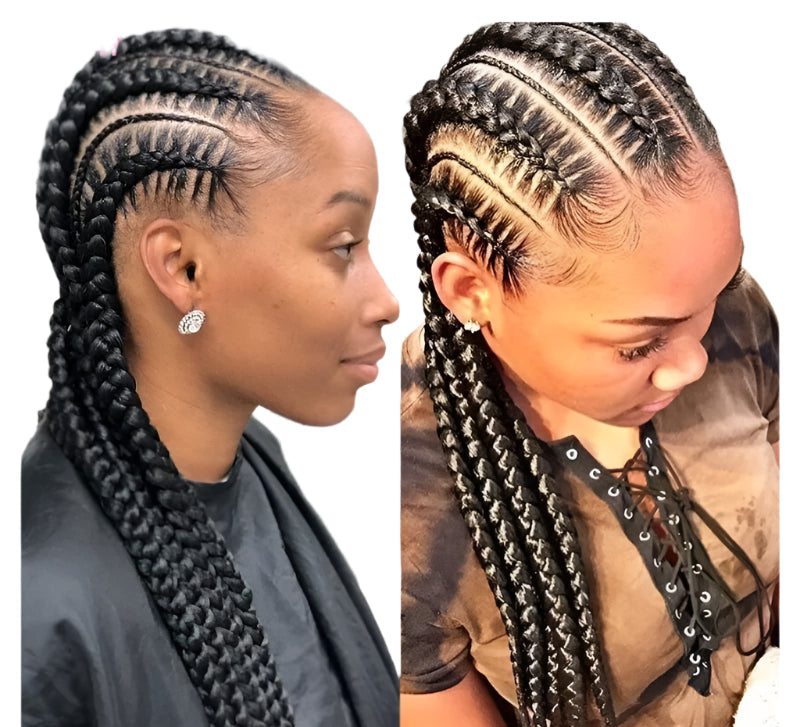 36" Cornrows & Box Braids Wig | #27 Honey Blonde | Knotless Braids | Full Lace | Synthetic Hair | Black Women