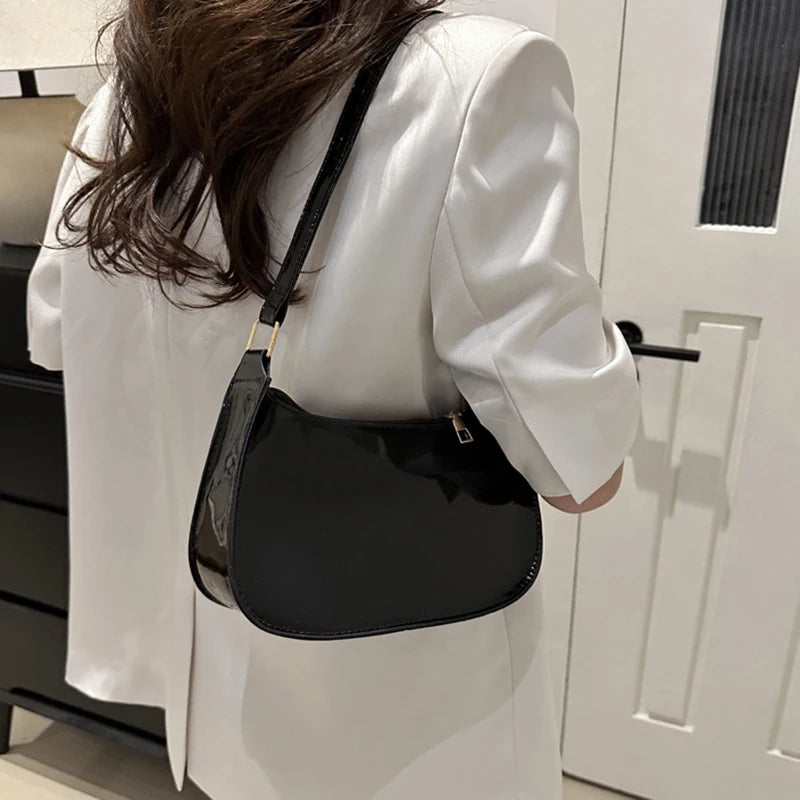 Women's Retro Solid Color PU Leather Shoulder Bag Handbag