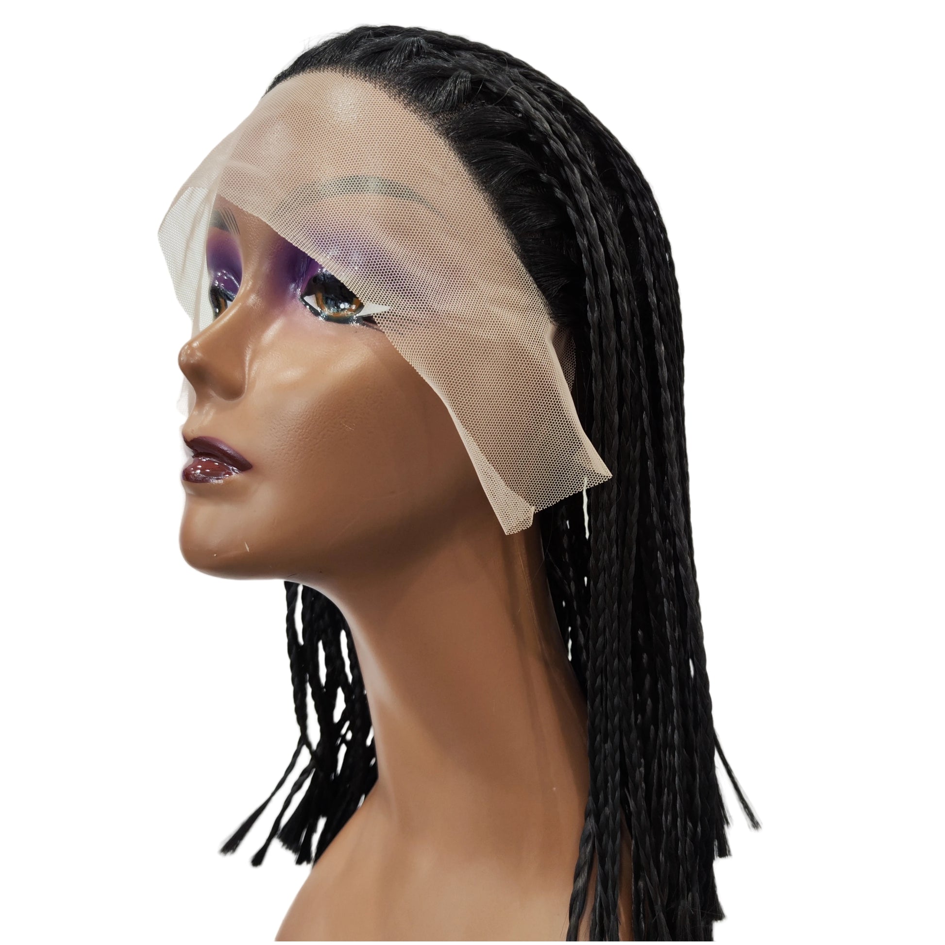 Short Box Braided Lace Front Wig | Synthetic Hair | Black | Foruiya Braids | Women