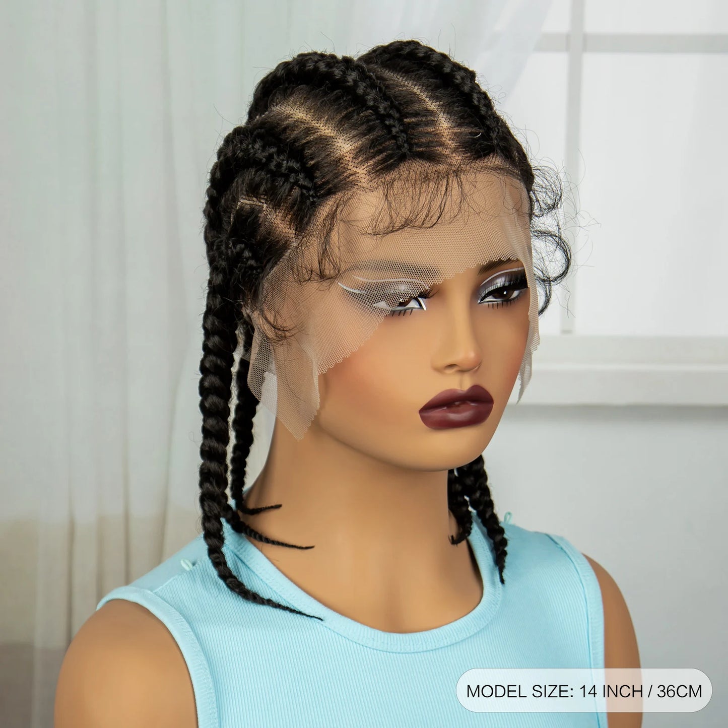 14" HD Full Lace Natural Cornrow Braids Wig | Transparent Lace Front | Baby Hair Luxegan