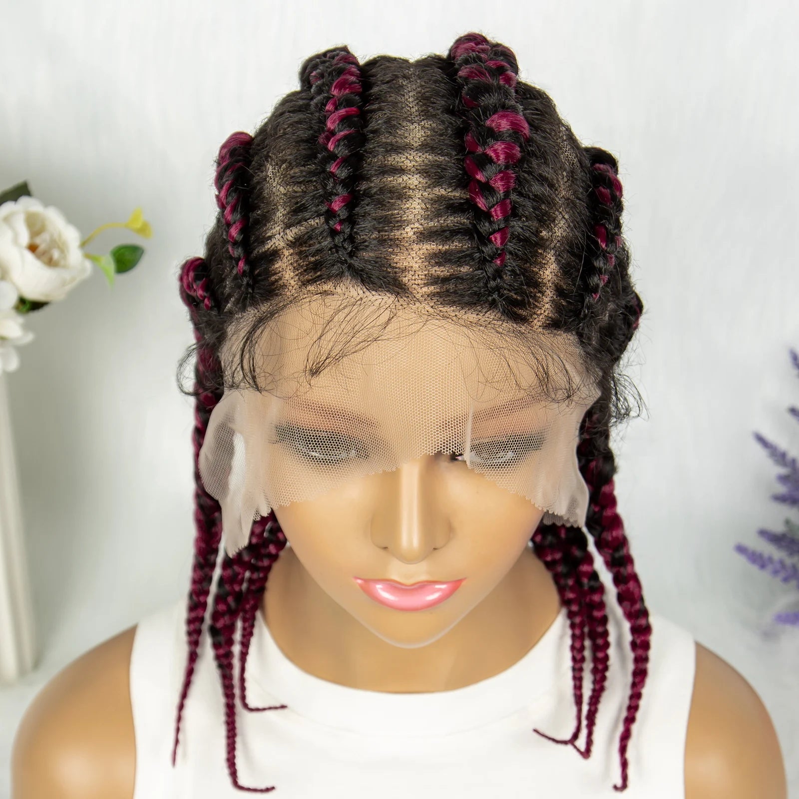 Full Lace Knotless Box Braids Wig | Cornrow Accent Luxegan