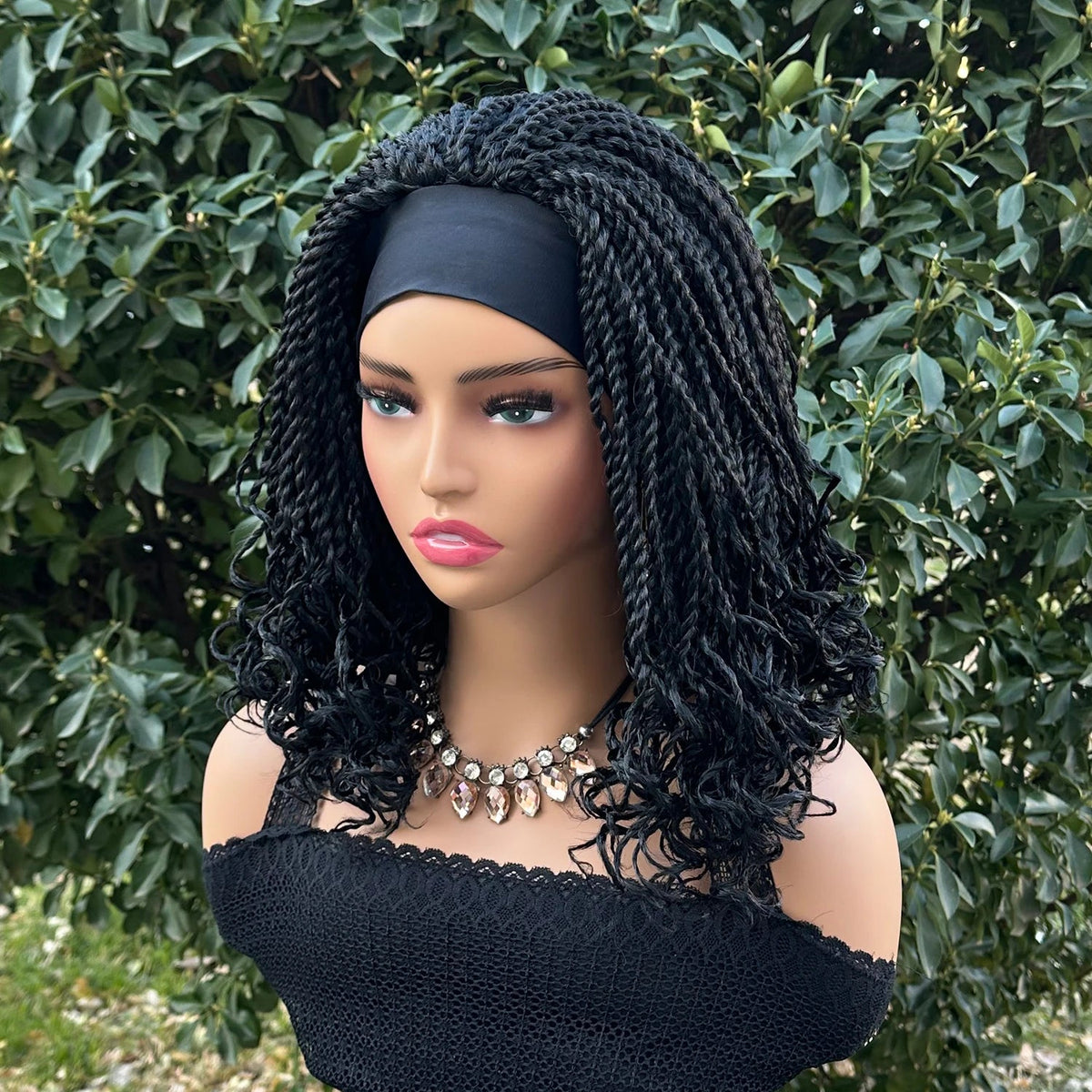 Short Braided Headband Wigs For Black Women Box Braided Headband Bob Wig African Synthetic Braiding Hair Headband Bob Wig Luxegan