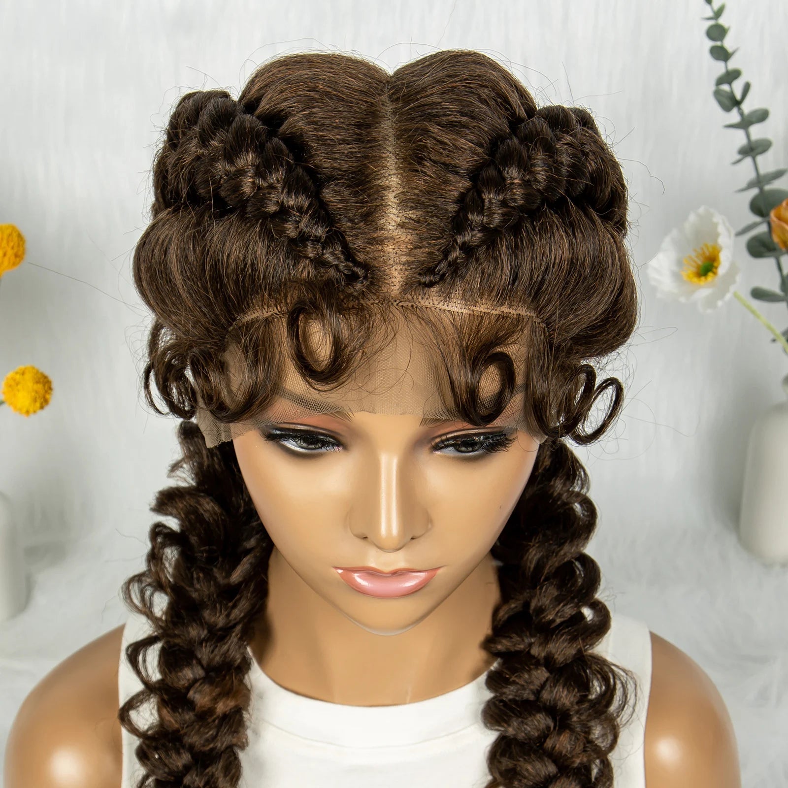 36" Twisted Braids Lace Front Wig | 13x1 | Senegalese Twist | Baby Hair | Handmade Synthetic Braids Luxegan