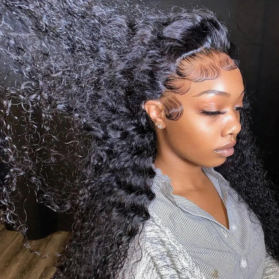 40 Inch Curly Human Hair Lace Front Wig | 250% Density Brazilian Remy HD Lace Frontal Wig for Women (On Sale) Luxegan