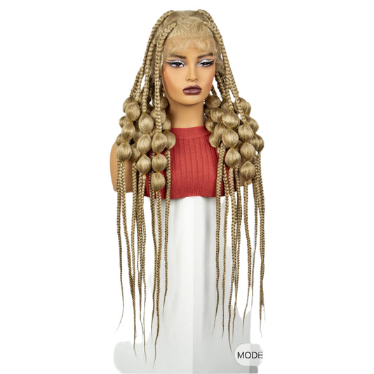 40" Blonde Knotless Bantu Braids Wig | Handmade Full Lace | Baby Hair Luxegan