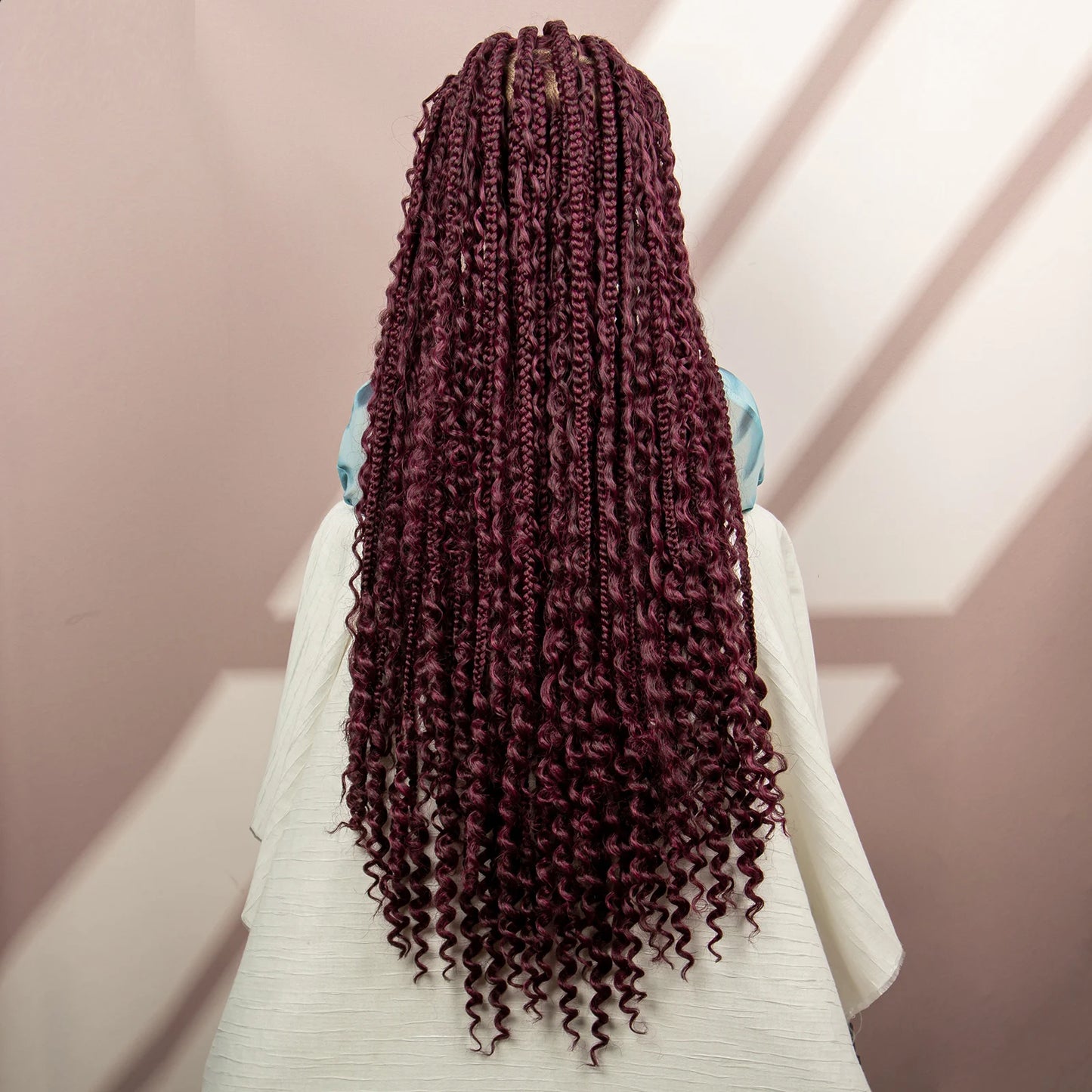 Boho Braids Full Lace Wig | Brown Box Braided Wig with Baby Hair | Kanekalon Synthetic Braiding Hair Wig