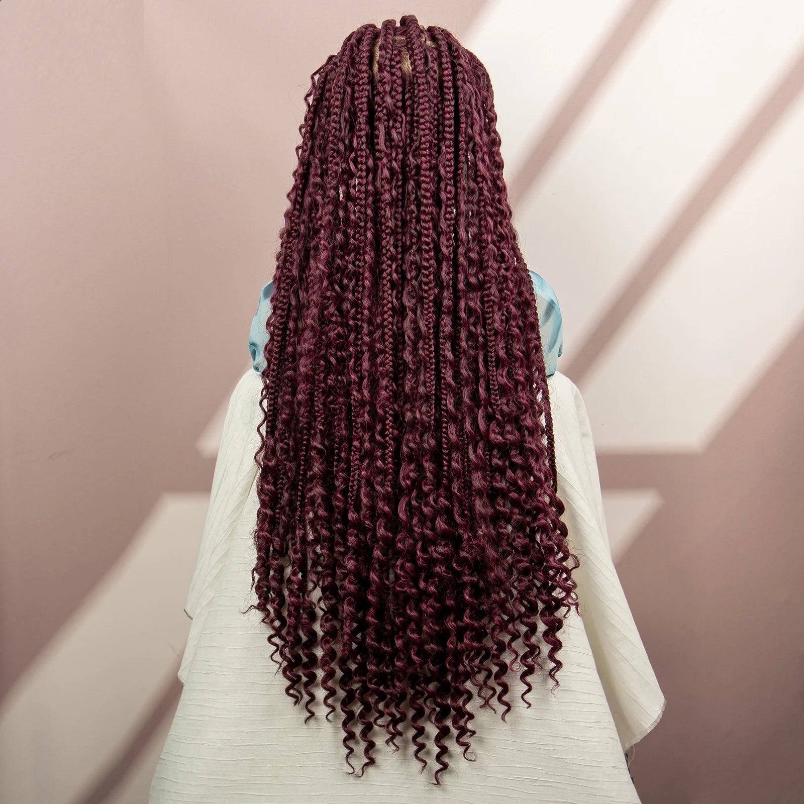 Boho Braids Full Lace Wig | Brown Box Braided Wig with Baby Hair | Kanekalon Synthetic Braiding Hair Wig