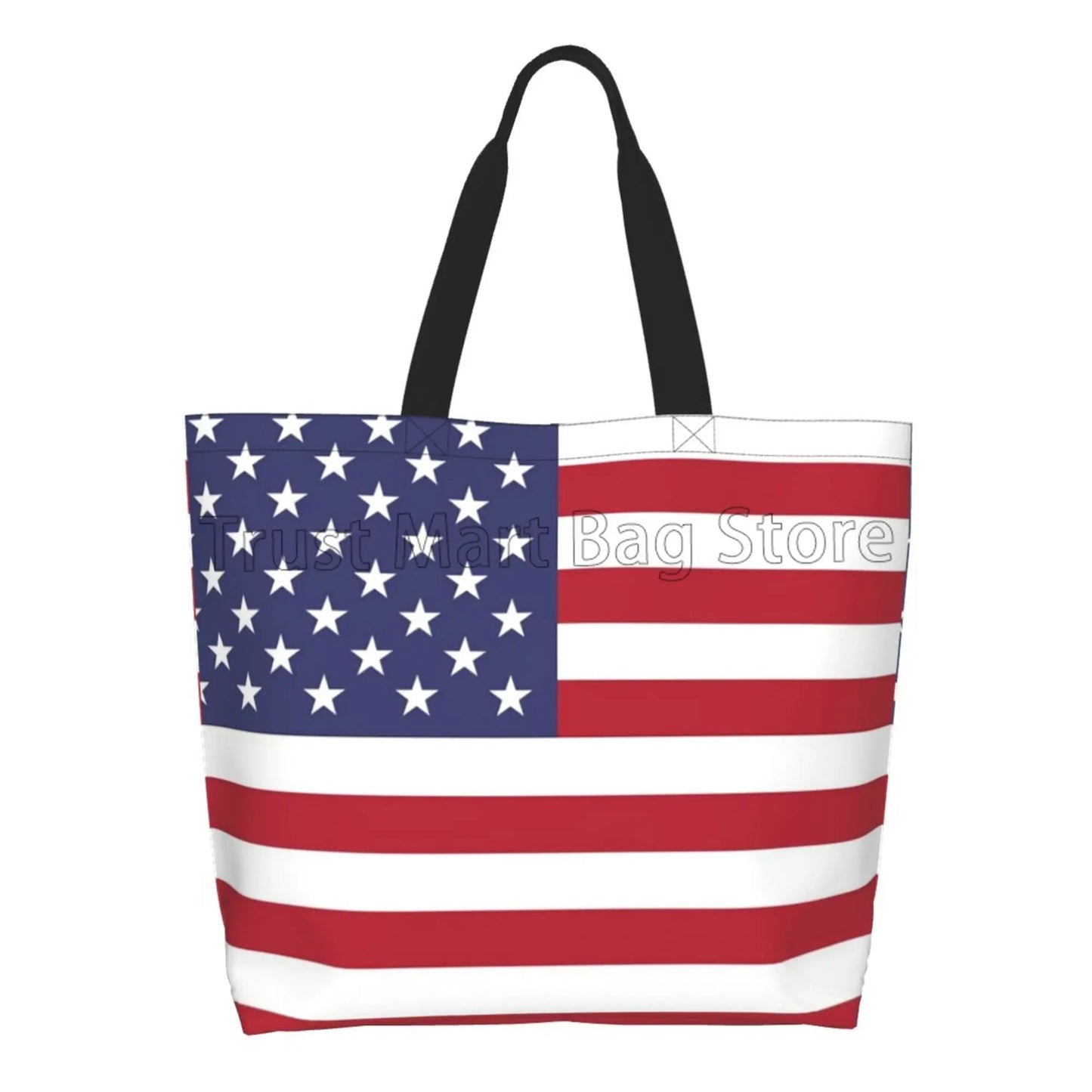 American USA Flag Canvas Tote Bag | Large Women Casual Shoulder Bag Handbag | Reusable Multipurpose Shopping Grocery Bag for Outdoor Luxegan