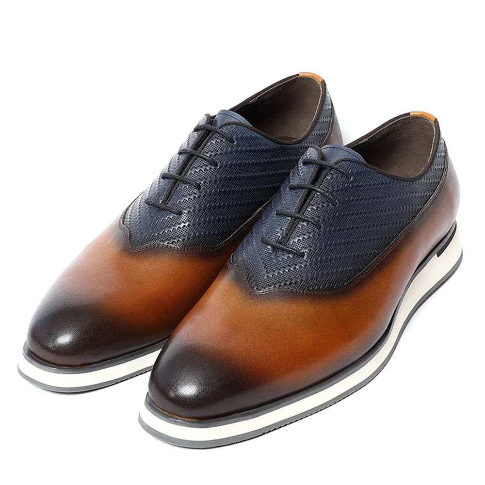 Classic Men's Oxford Casual Sneakers | Genuine Leather Italian Design Lace-Up Dress Shoes (Anti-Slip Sole) Luxegan