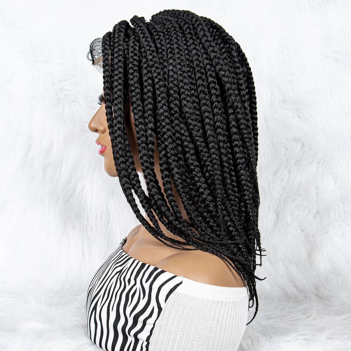 Pelucas trenzadas Bob para mujeres negras Peluca de encaje completo con trenzas estilo cornrow Peluca sintética de encaje frontal con trenzas de caja sin nudos con cabello de bebé