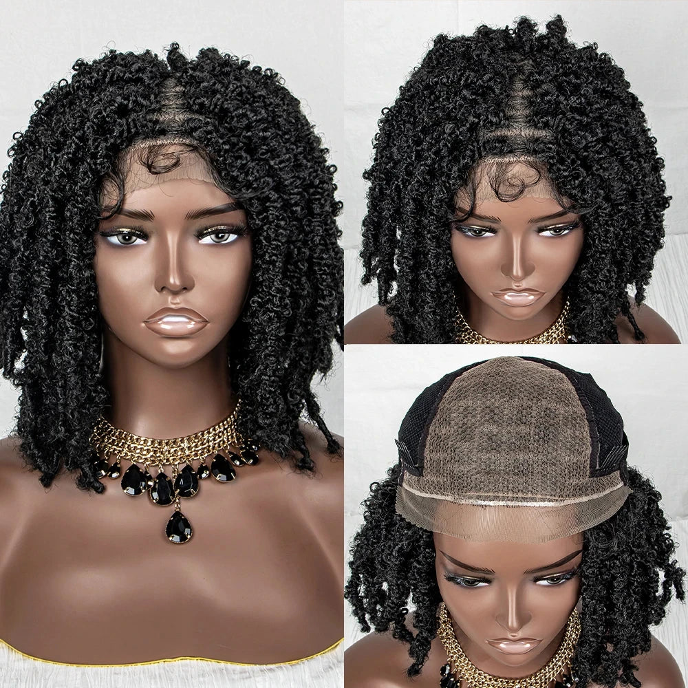 14 Inch Butterfly Locs Bob Wig | Transparent Lace Front Synthetic Braiding Hair (Crochet Braids) Luxegan