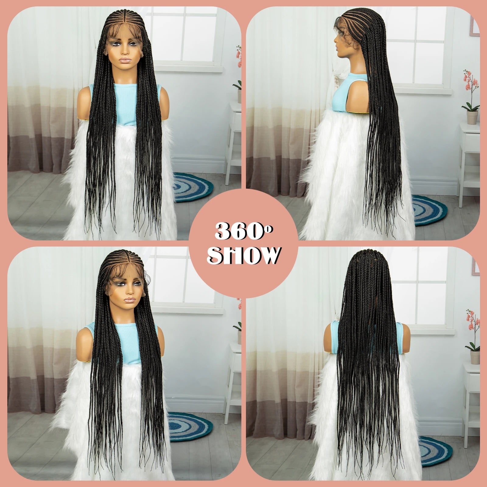 Cornrow Knotless Box Braids Wig | Full Lace Frontal | Baby Hair Luxegan