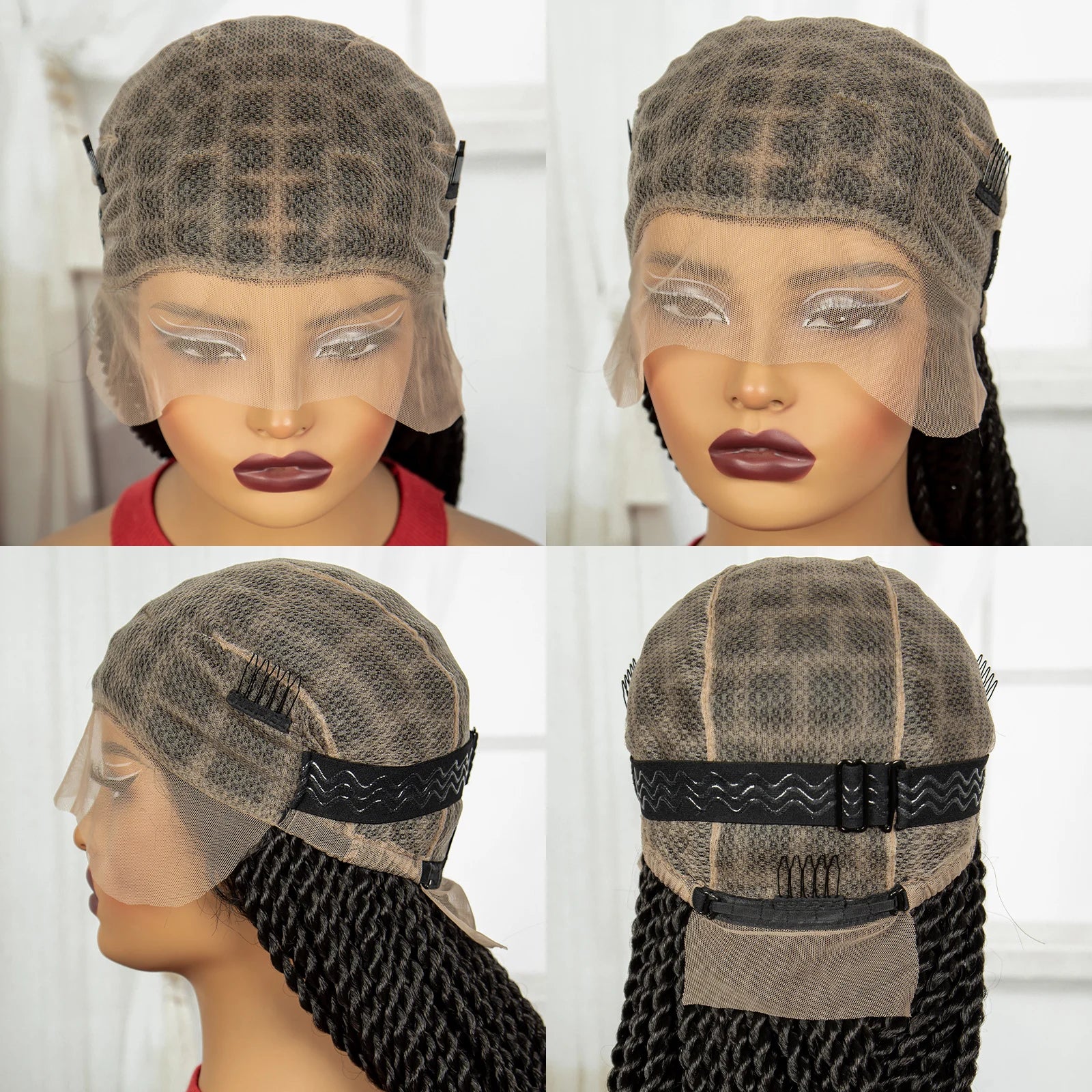 38" Long Twist Knotless Braids Wig | Transparent Full Lace | Baby Hair Luxegan