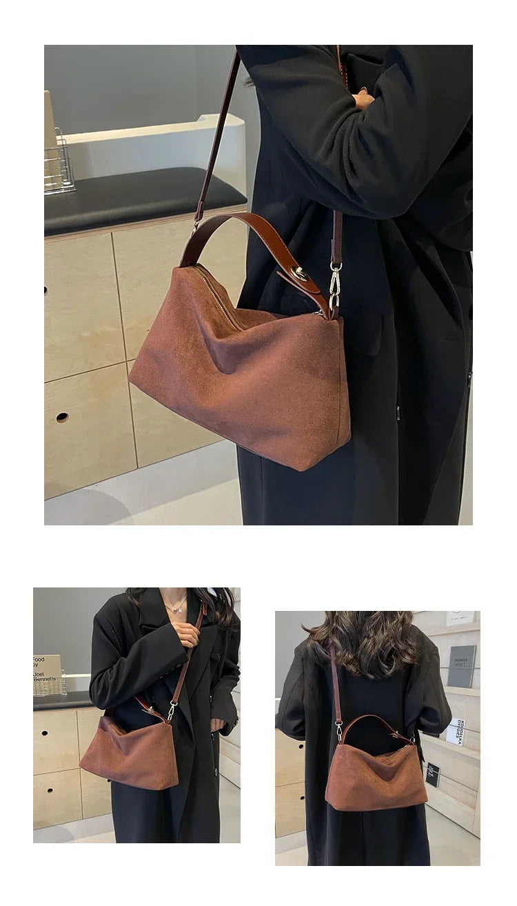 Women’s High-Capacity PU Shoulder Bag | Solid Sewing Thread Quilted Fashion Tote | Simple Luxury Handbag with Sequined Accents and Secure Zipper Luxegan