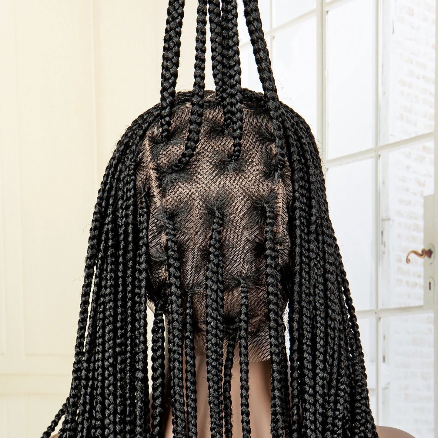 36" 613 Full Lace Knotless Box Braided Wig | Transparent HD Lace | Baby Hair | Synthetic Wig for Black Women Luxegan