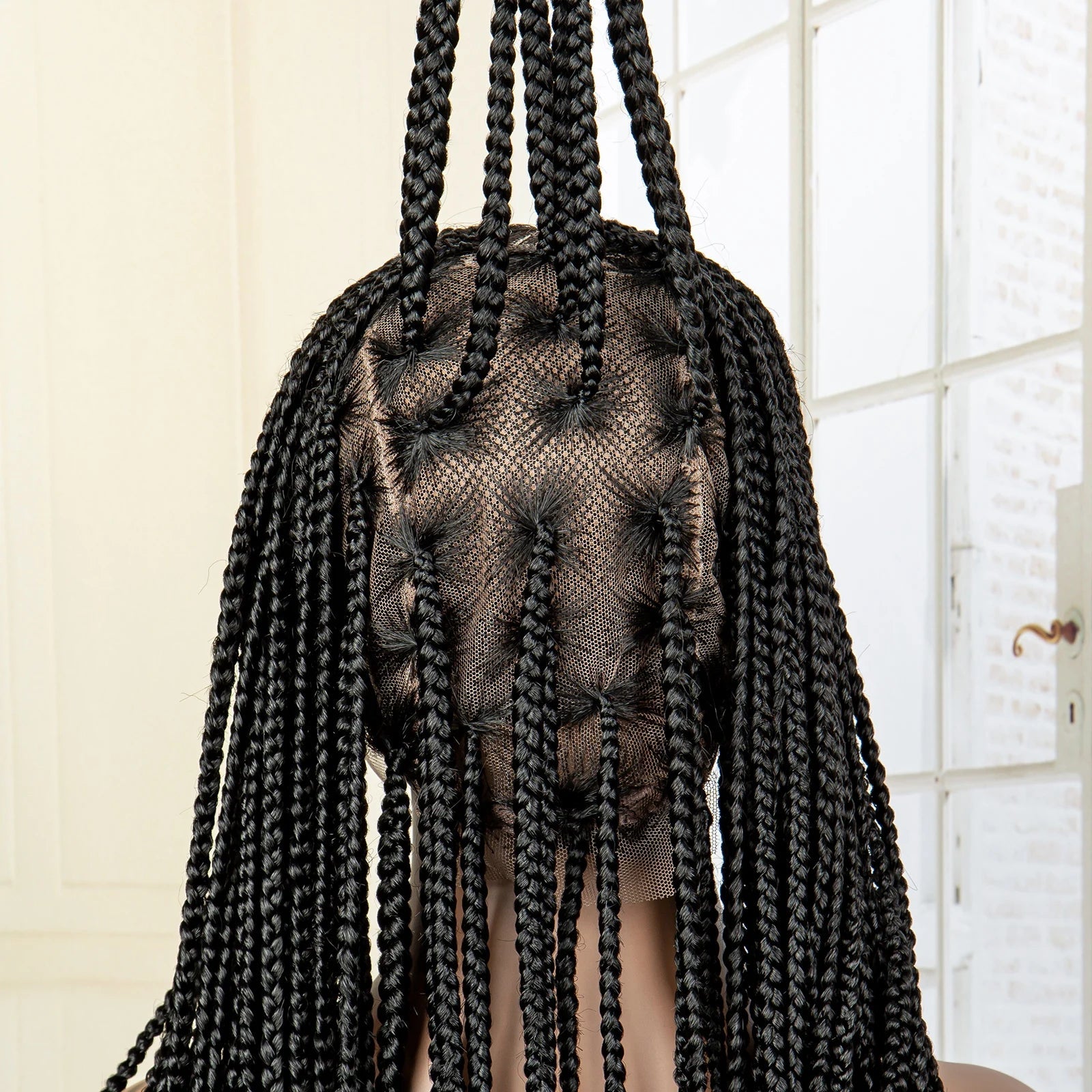 36" 613 Full Lace Knotless Box Braided Wig | Transparent HD Lace | Baby Hair | Synthetic Wig for Black Women Luxegan