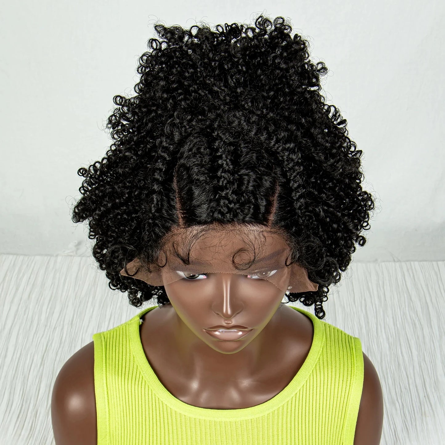 Short Afro Curly Knotless Braids Wig | Lace Front | Baby Hair Luxegan