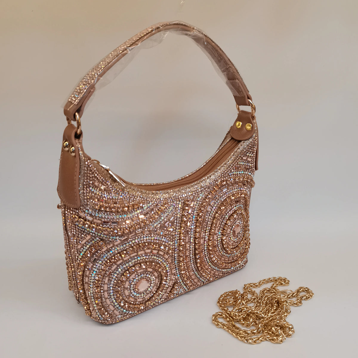 Soft Rhinestone Embellished Evening Bag | Fashion Chain Clutch Luxegan