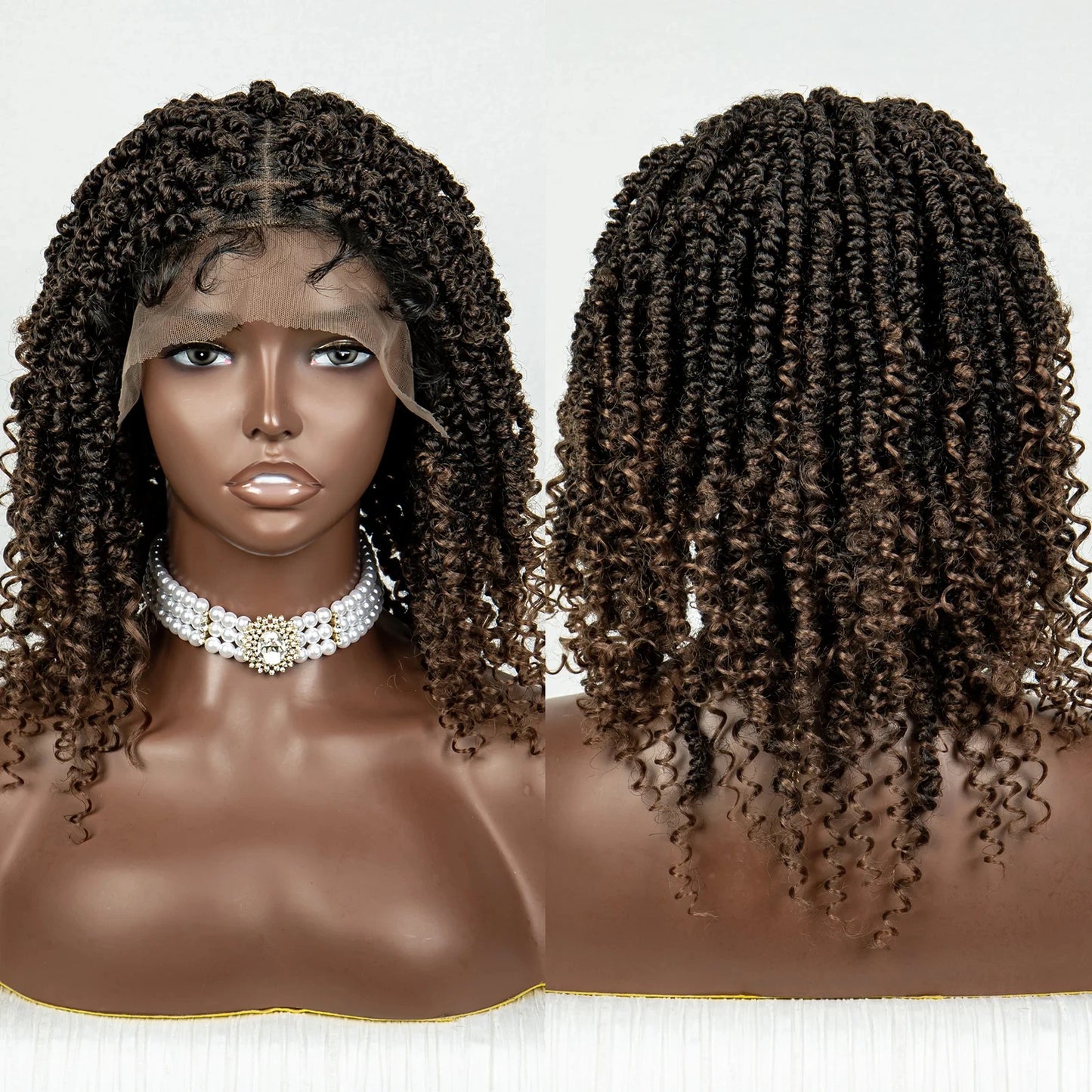 Short Curly Crochet Braided Wig with Baby Hair | Knotless Lace Front Wig for Black Women | Synthetic Braids Luxegan