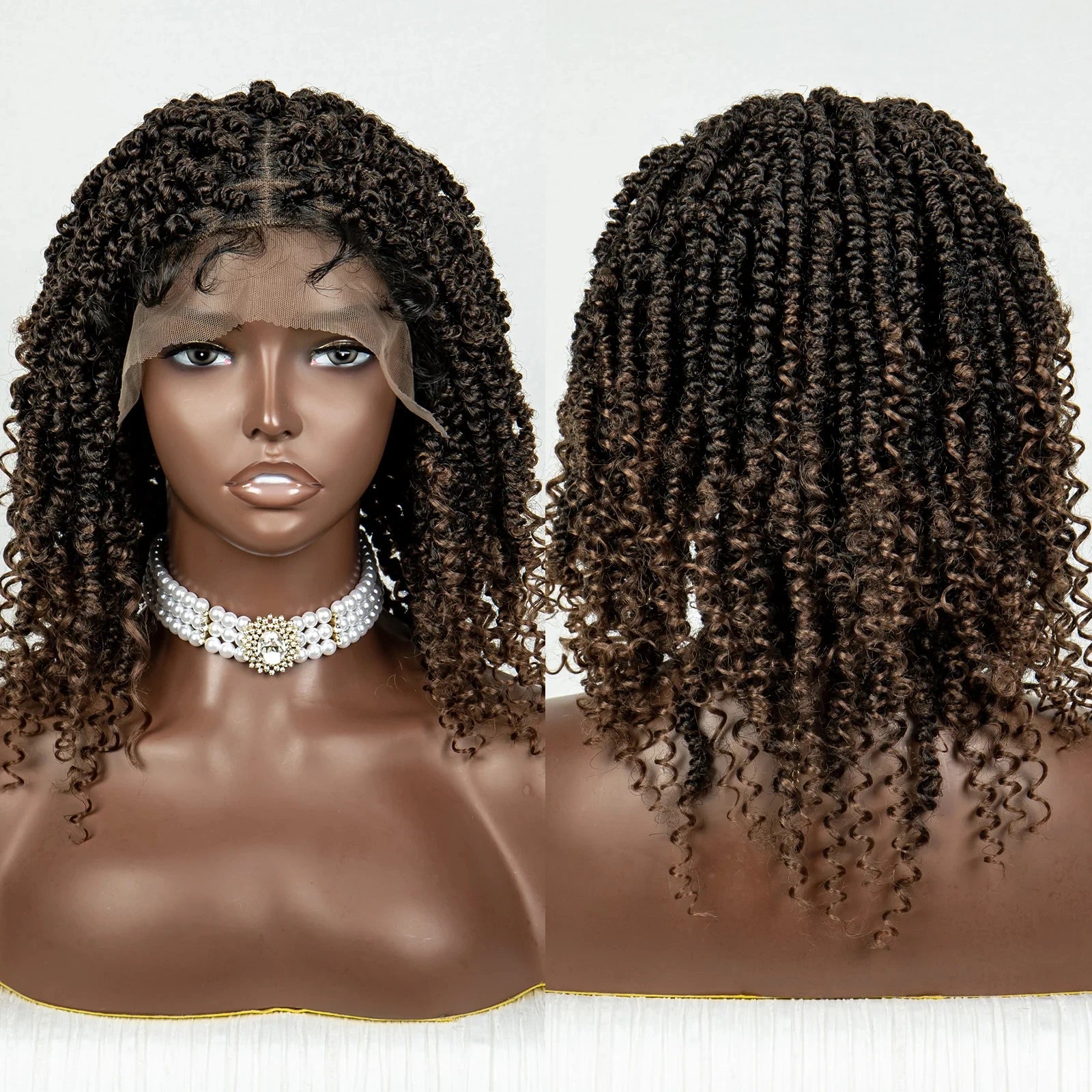 Short Curly Crochet Braided Wig with Baby Hair | Knotless Lace Front Wig for Black Women | Synthetic Braids Luxegan