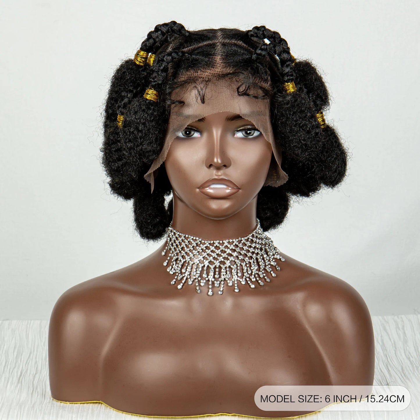 Handmade Bantu Knots Braided Wig | Short Knotless Braids | Full Lace Wig with Baby Hair | Synthetic Braiding Wig for Black Women