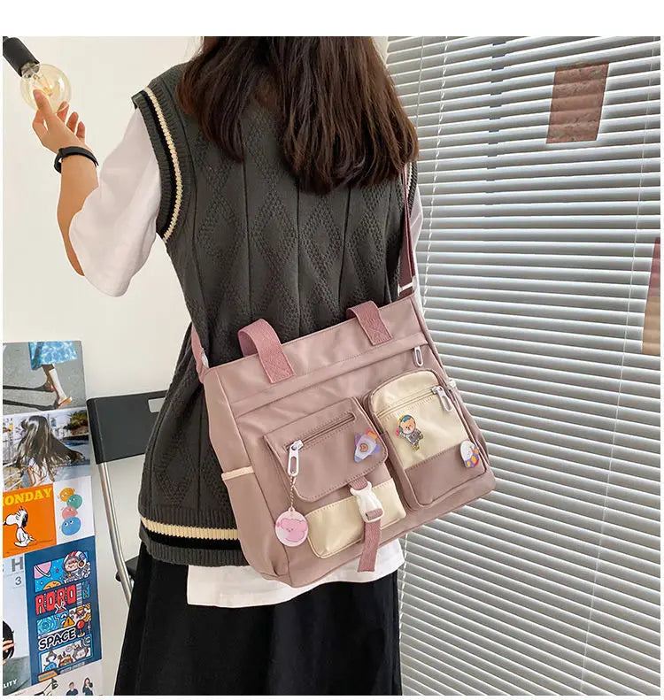 Waterproof Nylon Canvas Crossbody Tote | Casual Shoulder Messenger Bag Luxegan